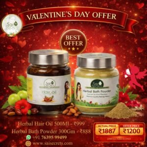 Valentine’s Day Herbal Hair Oil 500Ml + Herbal Bath Powder 300Gm