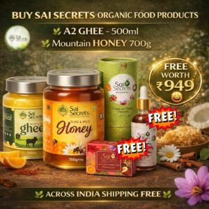 Sai Secrets Pure & Wild Honey – 700G + Pure A2 Cow Ghee – 500ML